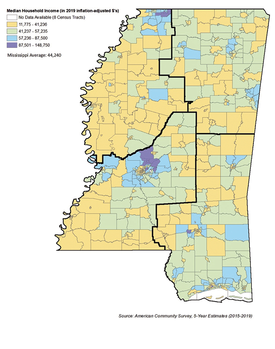 Image of map of Mississippi, description in caption.