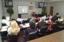 Video conferences reduce the travel necessary for both the presenters and the participants. 