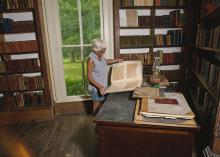 Katharine Saunders Williams visits the library her great-grandfather built beside his house near Carrollton, Mississippi. (File photo by MSU Ag Communications/Kevin Hudson)