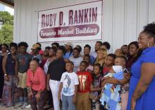 The extended family of Ruby D. Rankin, 1960-2017, gathered Monday to celebrate the dedication of the local farmers market in honor of her 33 years as a community leader with the Mississippi State University Extension Service. (Photo by MSU Extension/Kevin Hudson)