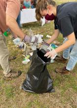 People picking up trash