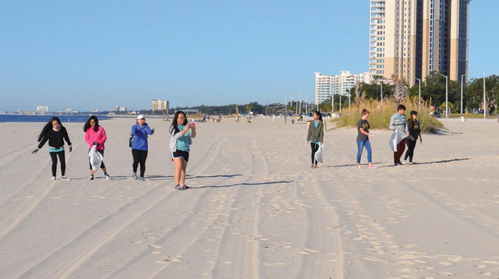 People on a beach.