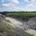 Water control structures, such as low-grade weirs, help reduce pollutants in agricultural runoff and improve water quality. These weirs were in an agricultural drainage ditch in Humphreys County on May 7, 2013 (Photo courtesy of Beth Poganski)