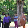 The Mississippi State University Aiken Village Preschool director Lucy Bryant, on right, led a tour of the facility and playground for a group of early care and education providers interested in quality improvements. (Submitted photo)