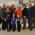 The Grenada Early Learning Advantage Center, part of the Mississippi State University Extension Service’s Early Years Network, received a Star Award from the Grenada Chamber of Commerce on Feb. 23, 2015. Leaders gathered at the center to celebrate the award, back row from left: Larry Collins of the Grenada Chamber of Commerce; Robbin Griffith of the Early Years Network; Michael Newman, director of the MSU School of Human Sciences; Wanda Thompson of the network; Deborah Bailey, consultant; Dolly Marascalco o